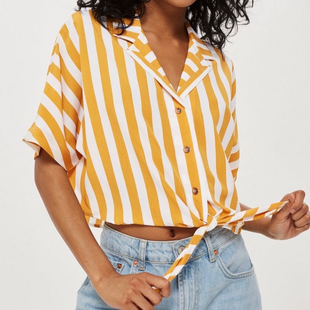 Too Shop yellow stripped top!